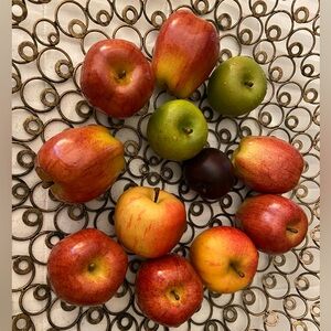 Eleven Faux Apples and a Plum